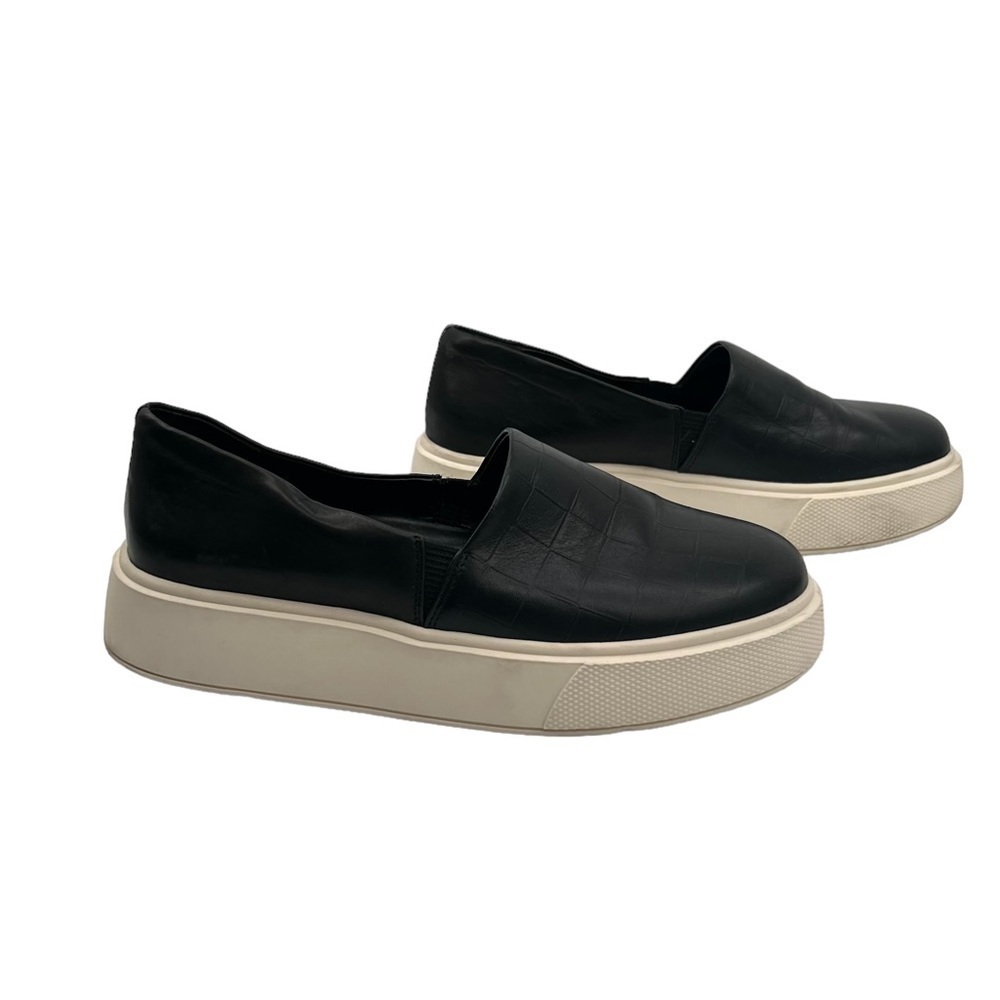 Vince Camuto Black Leather Abbinna Slip On Platform Sneakers Size 9 1/2 Women’s
